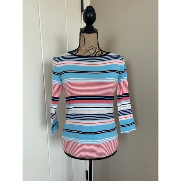 Talbots Tops - Talbots Pink and Blue Striped 100% Cotton Top Size XS